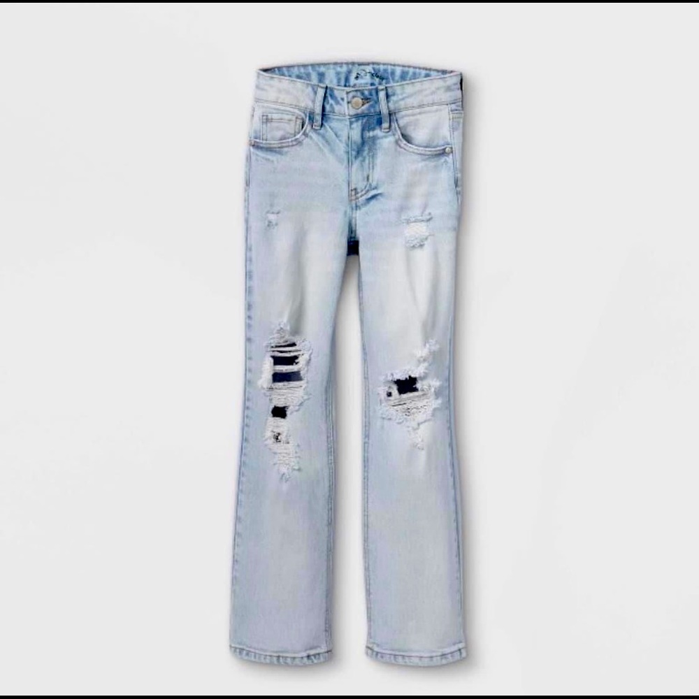 Girls' Baggy High-Rise Straight Jeans - art class™ Light Wash